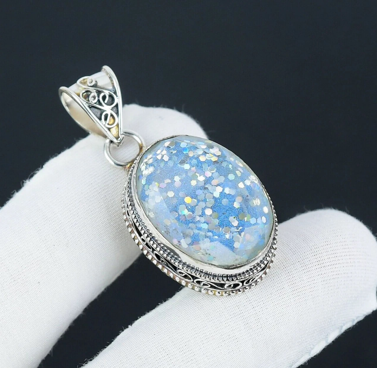 Blue Triplet Opal Gemstone Unique 925