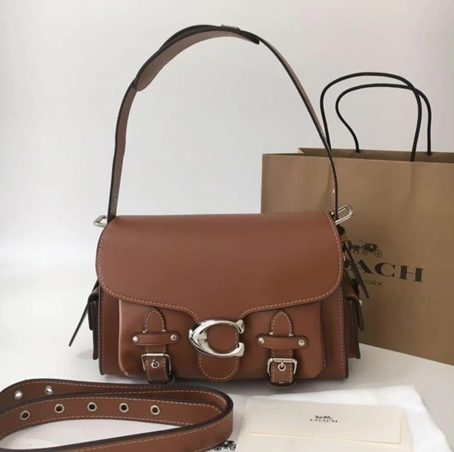 COACH CT721 Leather Soft Tabby Shoulder Bag Crossbody Brown NEW Outlet 2410M