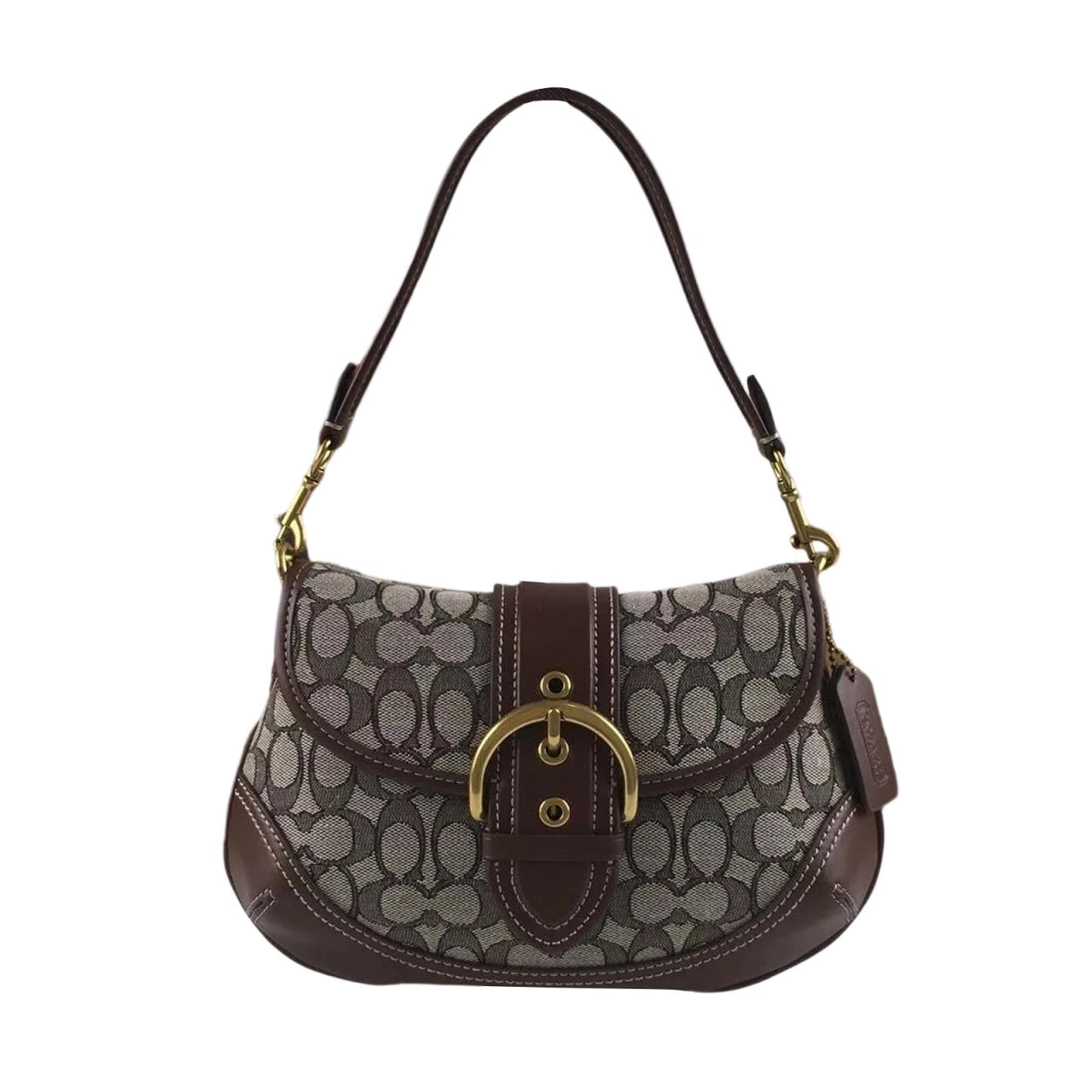 Jacquard.top handle shoulder bag CJ814 Maple Brown Outlet Women Gift