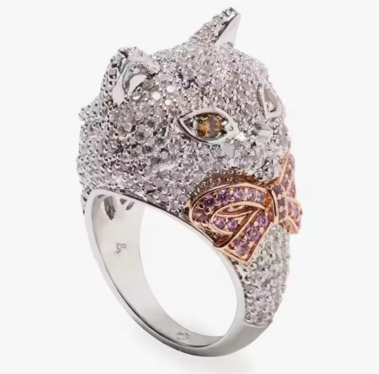 Kate Spade Cat Ring Size 7 CZ LARGE BLING COCKTAIL PAWLINA Limited Edition NWT