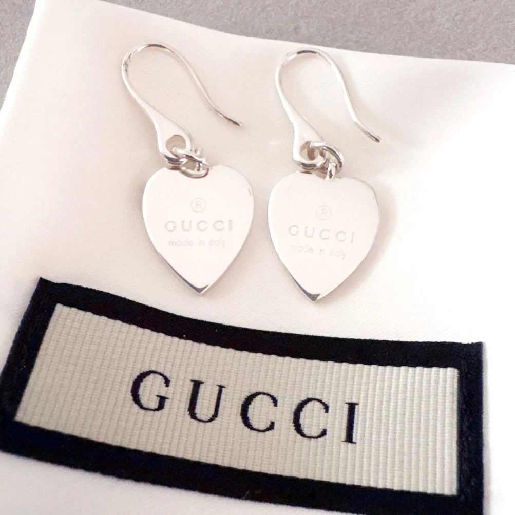 Gucci Heart Earrings Sterling Silver 925 SV925 Women’s Jewelry Authentic Japan